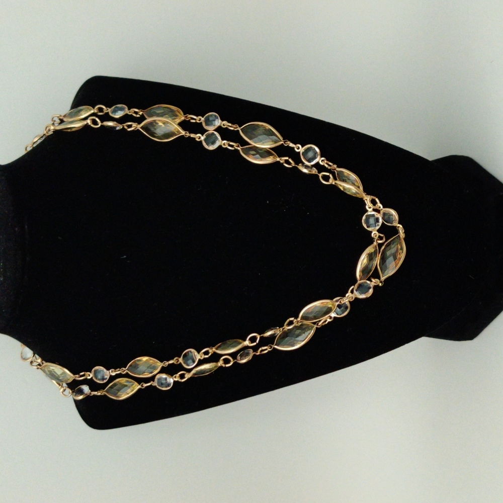 Anne Klein Gold Tone & Light Yellow Drop 42-inch Strand Adjustable Necklace.